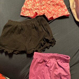 Set of Three Girls' Shorts - Black, Pink, purple